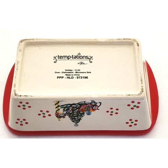 LOAF BAKING DISH-TEMP-TATIONS-Ceramic-Christmas Tree-Holiday Theme-Small - Picture 6 of 9